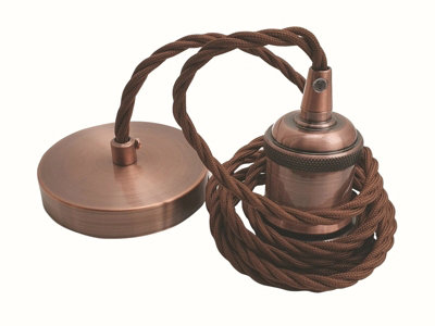 E27 Fabric Ceiling Pendant Light Flex 2M Hanging Lamp Holder Ceiling Light Fixture from B&Q