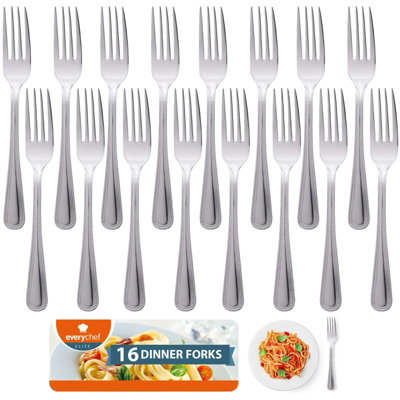 - 16 Piece Stainless Steel Dinner Fork Set For Dining Desserts And Pastries