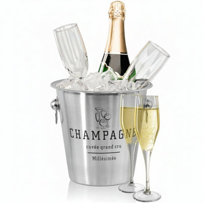 - Stainless Steel Silver Wine And Champagne Ice Bucket Cooler For Parties And Drinks