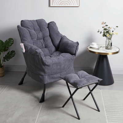 Fabric Lounge Chair With Footstool Relax Accent Armchair Sofa Seat For Home Comfort And Style from B&Q