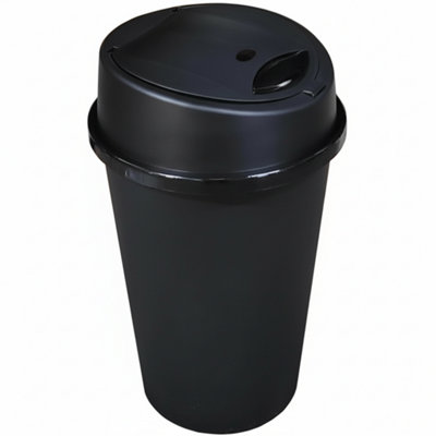 50L Black Kitchen Touch Top Bin Plastic Waste Rubbish Dustbin Home Kitchen Trash Container from B&Q