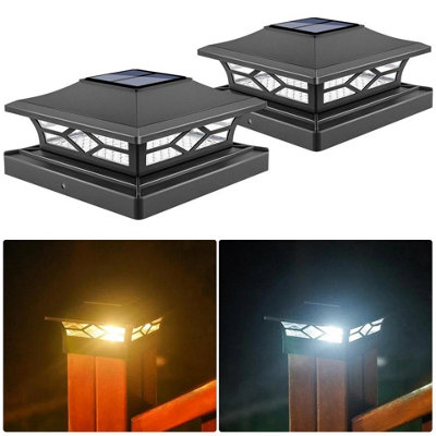 2Pcs Solar Deck Post Lights Outdoor Garden Fence Cap Lights from B&Q