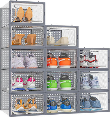12 Pack Stackable Foldable Clear Shoe Storage Boxes from B&Q