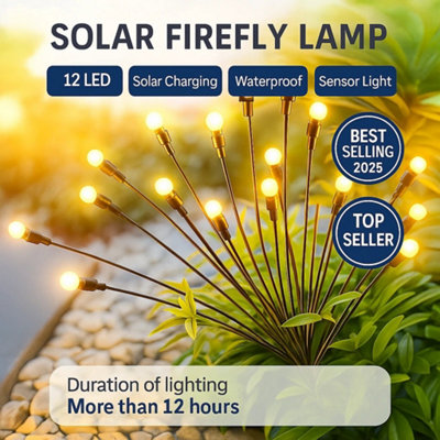 Waterproof Solar Garden Lights Outdoor  Swaying Firefly Led Lamps For Lawn And Pathway Auto On And Off from B&Q