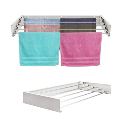 70Cm Wall Mounted Airer Towel Drying Rack Extendable Folding Clothes Dryer from B&Q