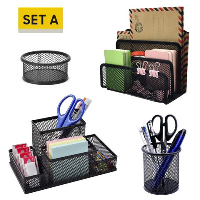 Mesh Desk Tidy Office Stationery Organiser Home Desktop from B&Q