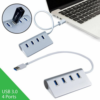 4 Port Usb 3 0 Aluminum Hub High Speed Data Transfer For Macbook Imac Pc Laptop from B&Q