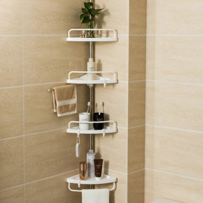4 Tier Telescopic Bathroom Corner Shelf Shower Caddy Storage Rack from B&Q