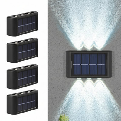 4Pcs Solar Wall Lights Up & Down  Waterproof Outdoor Garden Fence Led Lamps from B&Q