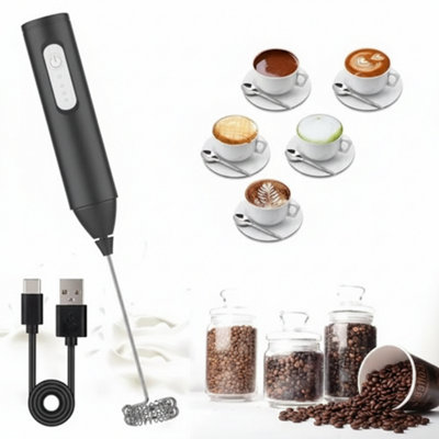 Rechargeable Electric Milk Coffee Frother Whisk Egg Beater Handheld Frappe Mixer from B&Q