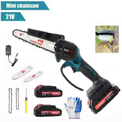  - Mini Cordless Chainsaw 21V Electric Wood Cutter  6Inch With 2 Batteries