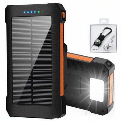 9000Mah Portable Solar Power Bank Usb Charger For Mobile Phones & Devices from B&Q