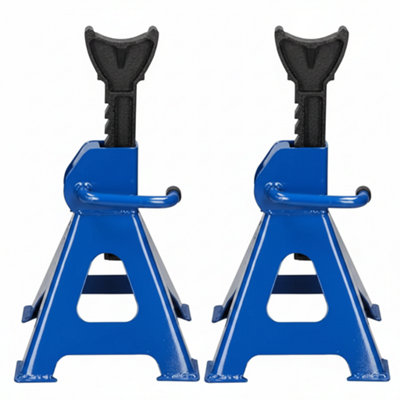 2Pcs Of 3 Ton Heavy Duty Ratchet Axle StandsAdjustable Height Car & Caravan Support from B&Q