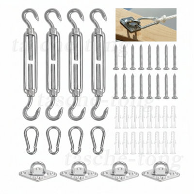 44Pcs Shade Sail Fixing KitStainless Steel Shade Sail Fixings Mounting Kit from B&Q