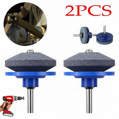 2 Pack Lawn Mower Blade Sharpeners Rotary Drill Attachment Garden Tool For Easy Sharpening from B&Q