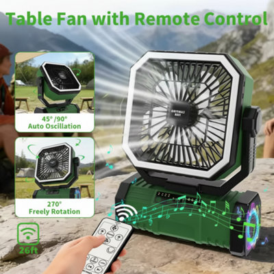 20000Mah Portable Camping Fan With Led Lantern 8 Speed Rechargeable Outdoor Desk Fan For Tent Fishing from B&Q