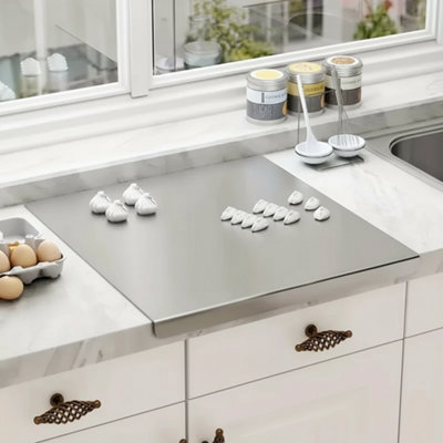 Stainless Steel Cutting Board Large Kitchen Worktop Dough Bread Meat Prep Chopping Board from B&Q