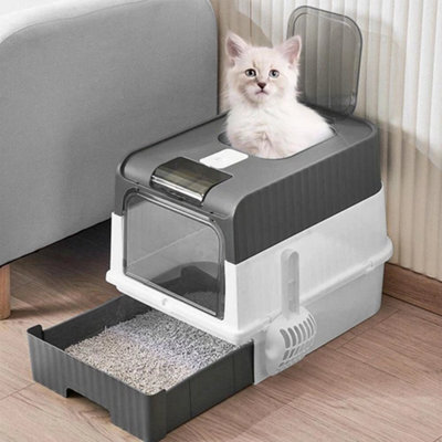 Cat Litter Trays Fully Enclosed Anti-Splashing Cat Litter Box from B&Q