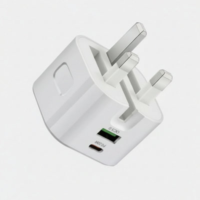  - 20W Dual Port Usb C Pd + Usb A Qc3.0 Fast Charger Uk Plug For Iphone Samsung