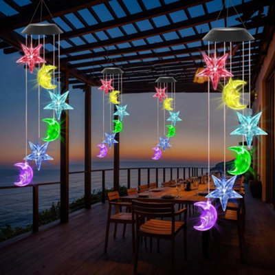 Solar Led Wind Chimes Colour Changing Garden Hanging Outdoor Decor from B&Q