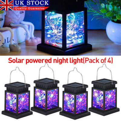  - 4 Pieces Waterproof Solar Led Hanging Lantern Lights Outdoor Garden Decor