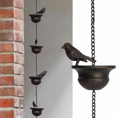 Outdoor Bird Rain Chain Garden Gutter Hanging Bowl Decoration