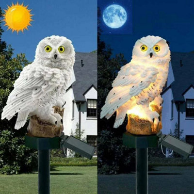  - Solar Powered White Owl Garden Led Light Waterproof Lawn Ornament