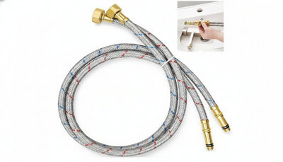 M10 Basin Hose Pipe Flexible Tap Connectors Monobloc Mixer Flexi Tails 2Pair from B&Q