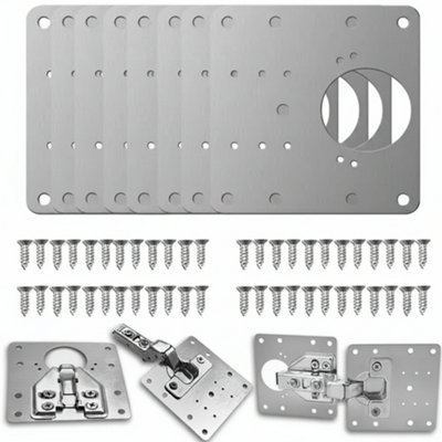 12 Pack Kitchen Cupboard Door Hinge Repair Kit Plates Fixing Screws Cabinet Hinges from B&Q
