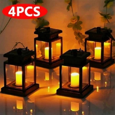 4Pcs Solar Powered Led Lantern Lights Waterproof Hanging Lamp Outdoor Garden Uk from B&Q