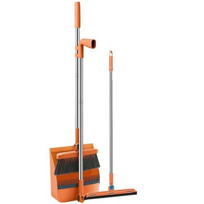  - Long Handled Dustpan And Brush Set With Strong Metal Handle Broom Sweeper