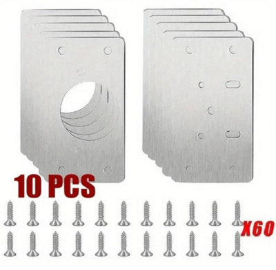  - 10X Hinge Repair Plate Cabinet Hinge Repair Brackets Kitchen Cupboard Door Kit