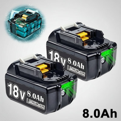 2 Pack Makita 18V 8.0Ah Lxt Li Ion Cordless Battery Bl1830 Bl1840 Bl1850 Bl1860 from B&Q