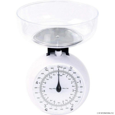 5Kg Kitchen Weighing Scale White Mechanical Round Cooking Baking Food Scale from B&Q