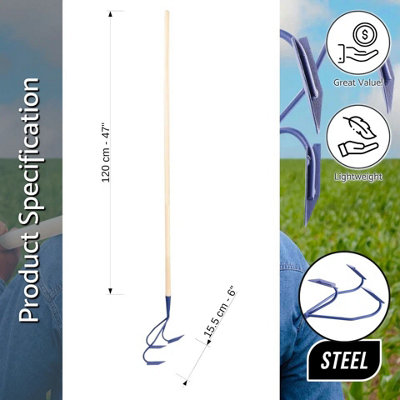 3 Prong Hand Soil Cultivator Gardening Hoe Tool For Digging Loosening And Weeding Soil With Handle from B&Q