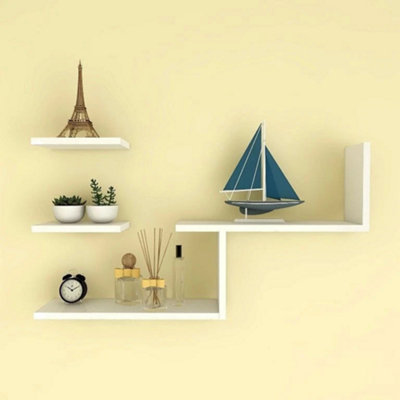 Set Of 4 Floating Wall Shelves Picture Ledge Display Rack from B&Q