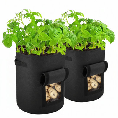 2 Pack 10 Gallon Grow Bags For Vegetables Potato Planter Pots Reusable Fabric Plant Containers from B&Q