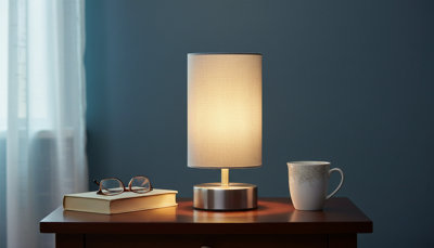 Chrome Bedside Touch Table Lamp 24Cm Dimmable Desk Task Light With Lampshade For Bedroom from B&Q