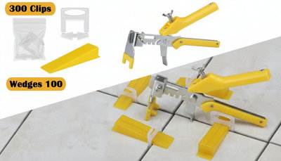 Tile Levelling System Kit 300 Spacers 100 Wedges Reusable Clips For Floor Wall Tiling from B&Q