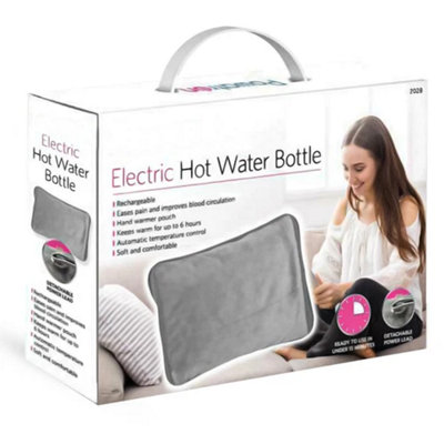 Electric Rechargeable Hot Water Bottle Grey Hand Warmer With Massage Heat Pad For Bed Pain Relief