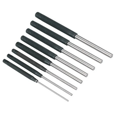 8Pc Roll Pin Punch Set Hardened Steel Parallel Drift Punches 8 Piece Set from B&Q