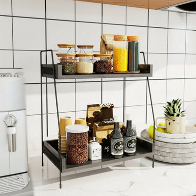 Kitchen Counter Shelf Coffee & Condiment Storage Station  Standing Organiser Rack from B&Q