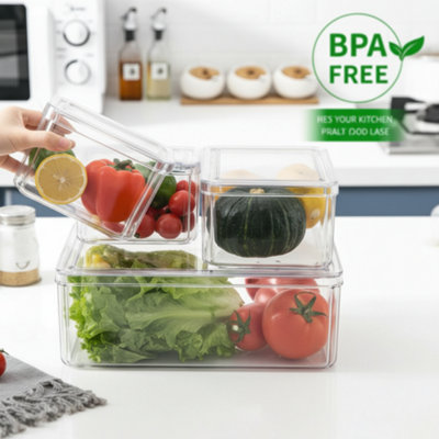 3Pcs Fridge Storage Box Lid Holders  Kitchen Cupboard Organiser For Food Container Lids from B&Q
