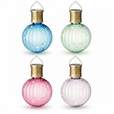 Set Of 4 Hanging Solar Garden Lights  Bright Colour Bulbs With Warm White Led from B&Q