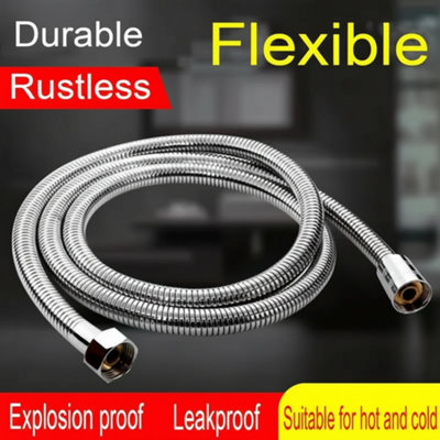 Premium Flexible Stainless Steel Shower Hose Chrome Bathroom Bath Pipe 1.5M from B&Q