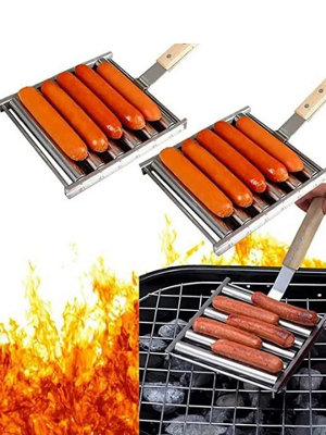 Bbq Hot Dog And Sausage Roller Rack Grill Cooker from B&Q
