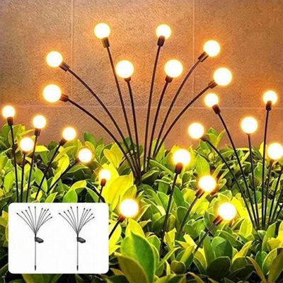 2 Pack Swaying Solar Led Firefly Garden Stake Lights from B&Q