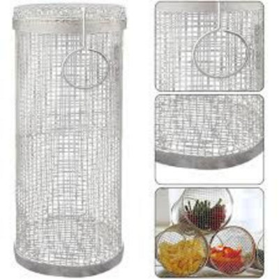 Bbq Rolling Grill Basket Stainless Steel Wire Mesh Cylinder Bbq Grill Cage from B&Q