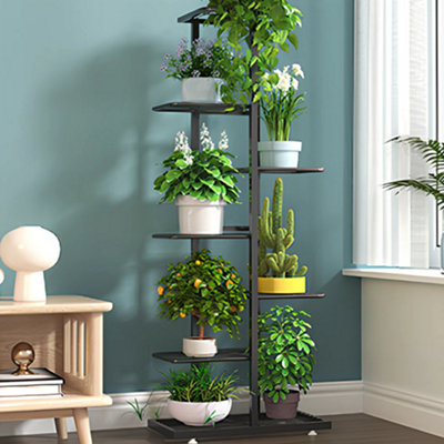  - 7 Tier Metal Plant Shelf Rack 8 Pots Flower Pot Display Stand Indoor Outdoor