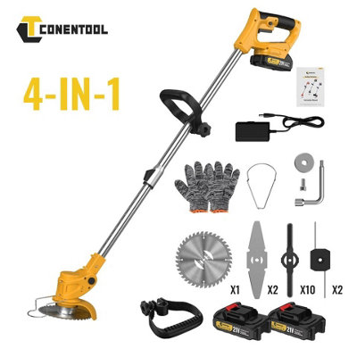 21V Cordless Electric Grass Trimmer  Garden Edger With 2 Batteries Lightweight Design from B&Q